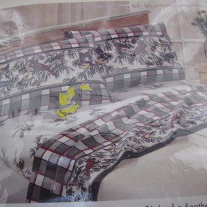 HOME Print Flannel Sheet Set ~ 100% Cotton ~ Bird of a Feather ~ Full Size - NEW